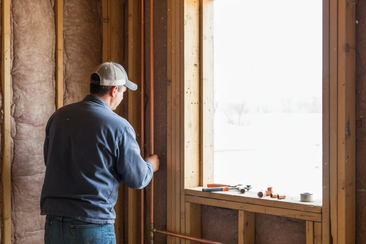 Licensed plumber running new copper supply lines in a Hopkins home