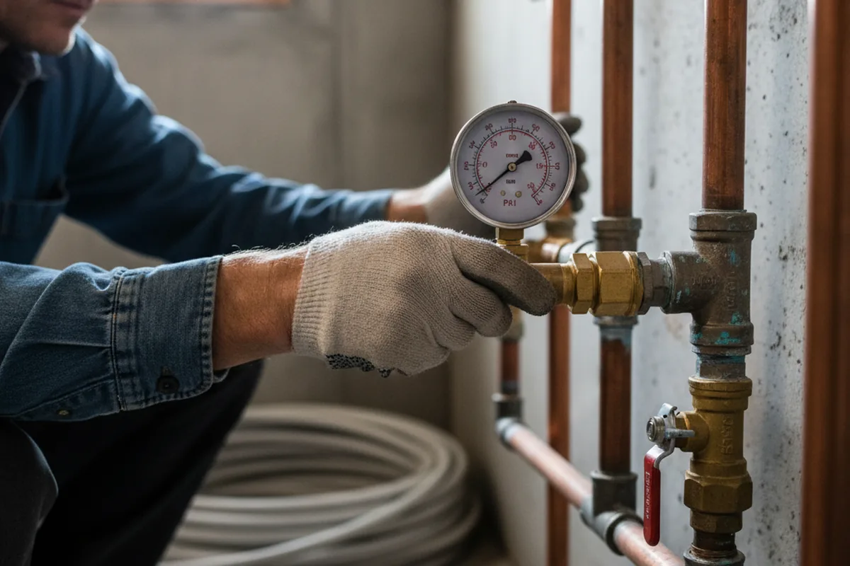 Pressure testing a repaired line during Water Line Repair in Hopkins